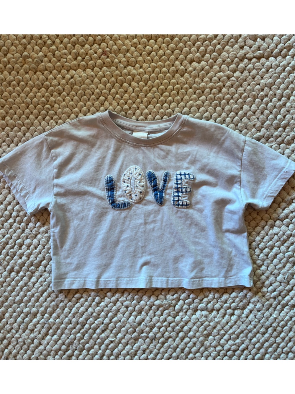Zara Kids Light Blie Tee with Blue 'LOVE' Applique